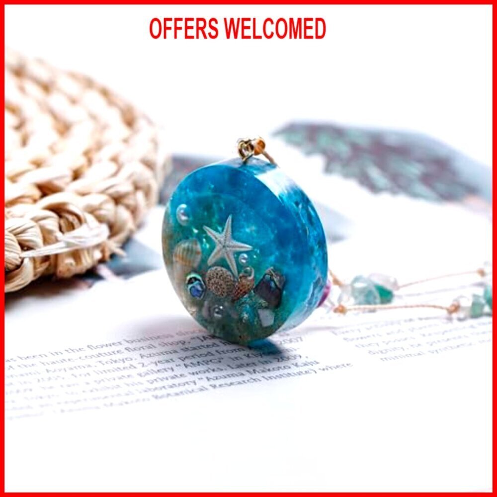 Ocean Theme Resin Pendant Necklace Starfish Seashell Adjustable Chain Boho Chic - Picture 6 of 8